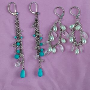 🌹Bundle two dangling earrings pierced chain bead